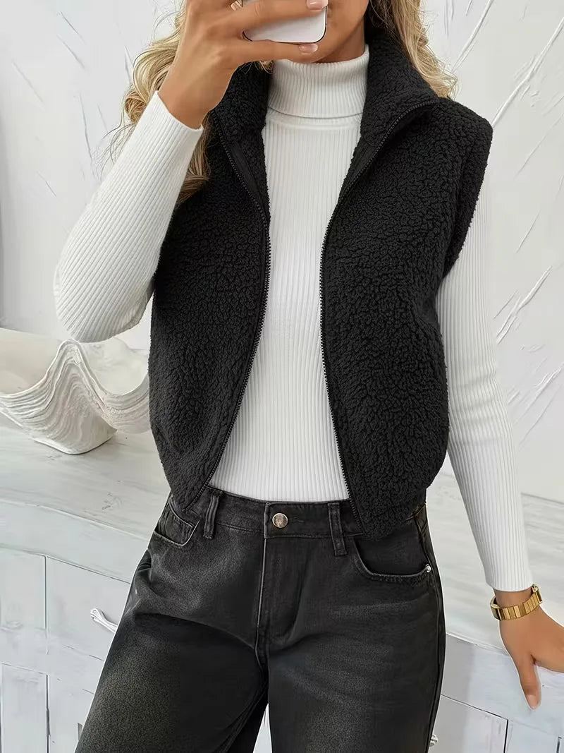 Gilet zippé avec fausse peau de mouton