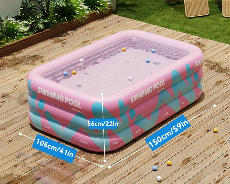 Piscina hinchable alegre para el jardín – PVC resistente, perfecta para fiestas de verano y diversión en familia