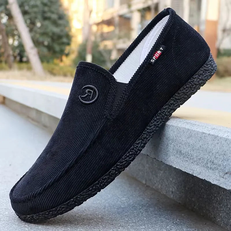 Loafers with corduroy upper