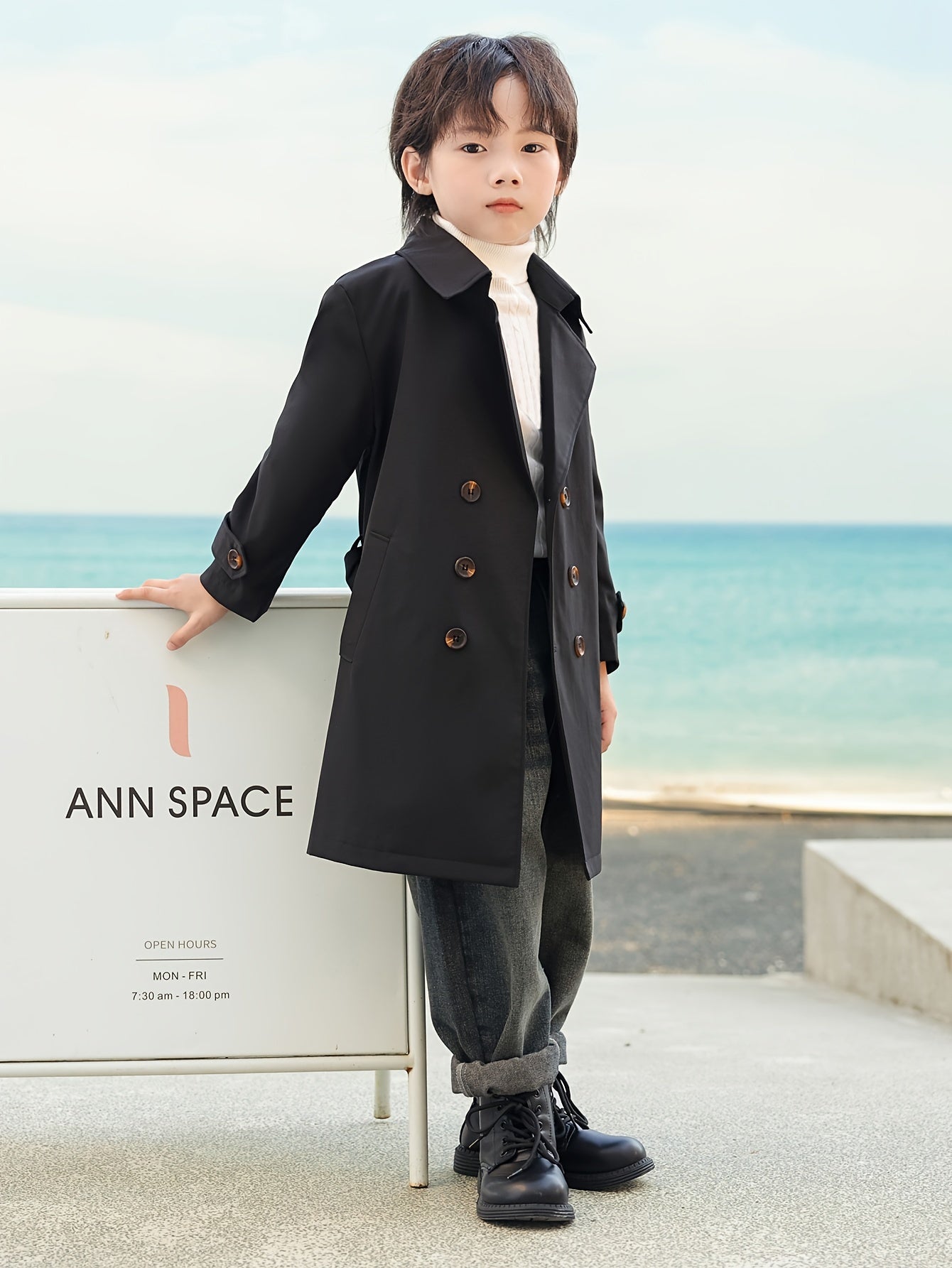 Windbreaker for boys, mid-length with double buttons - Franz