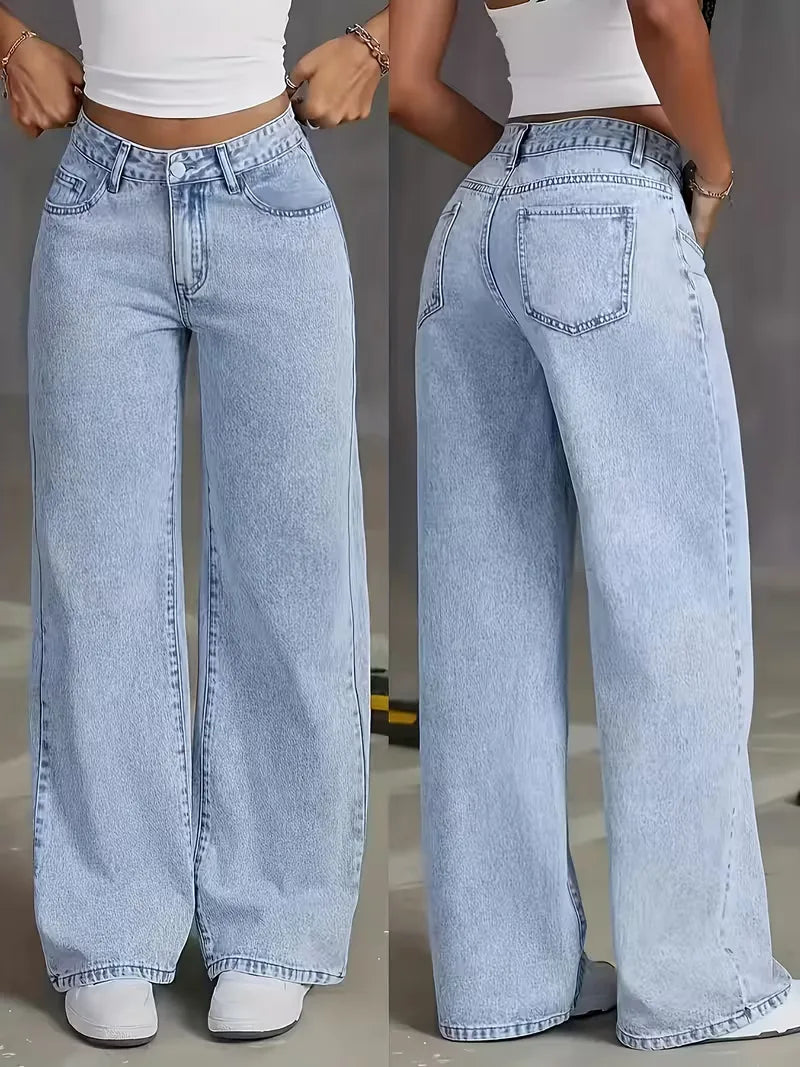 Jean à jambes larges avec taille haute