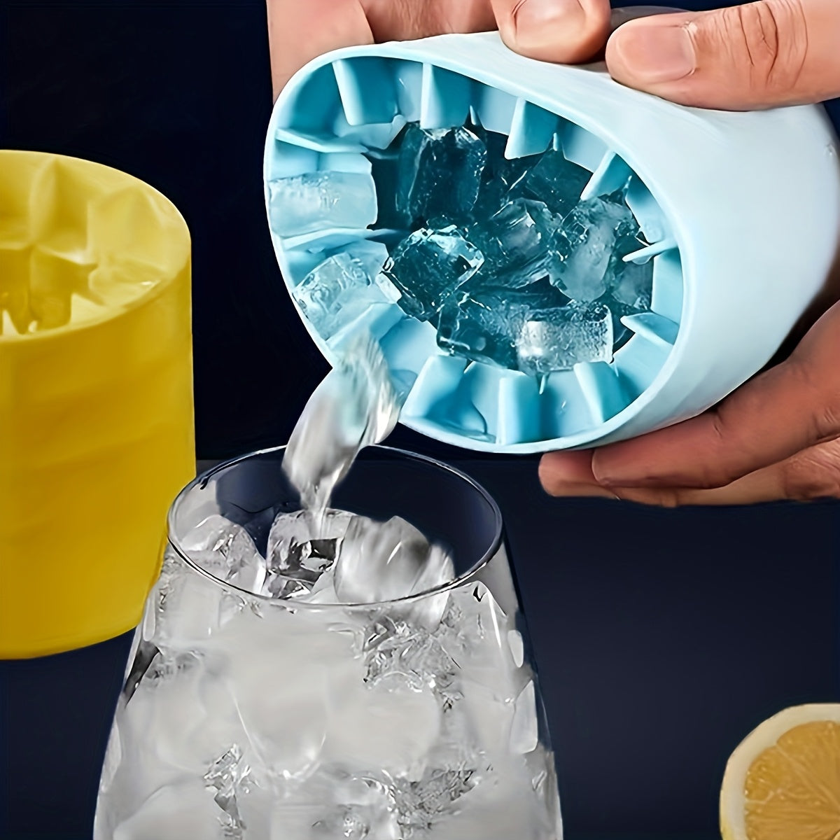 Silicone Cylindrical Ice Tray with Removable Ice Bin for Cold Drinks
