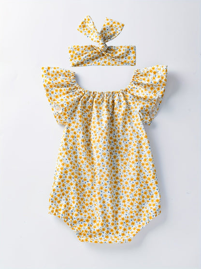 Baby romper with floral pattern – Soft cotton and comfortable