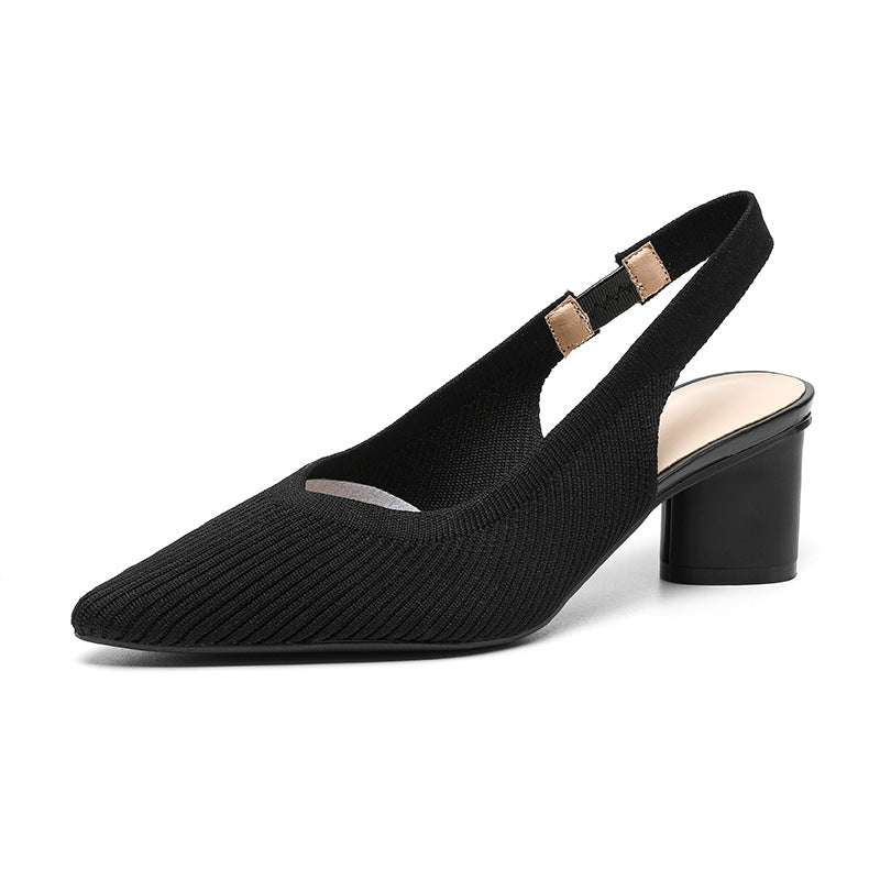 Slingback Heels – Ladies' Pumps with Pointed Toes and Low Block Heels for Elegance and Comfort