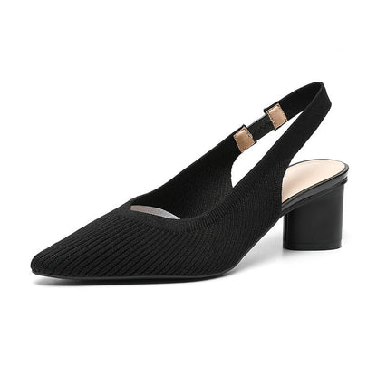 Slingback Heels – Ladies' Pumps with Pointed Toes and Low Block Heels for Elegance and Comfort