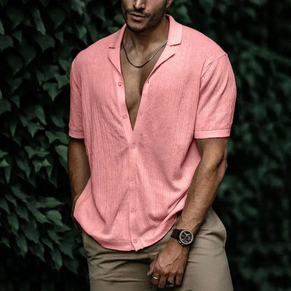Men's Linen Summer Shirt with Button Closure