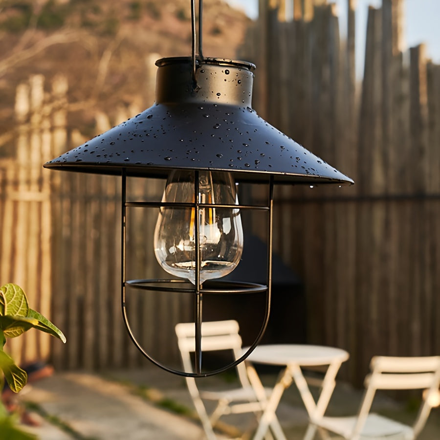 Set di 2 lanterne solari rétro – Lampade vintage da appendere in giardino e sul balcone