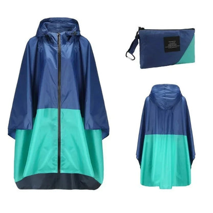 Modern waterproof unisex rain jacket with matching bag