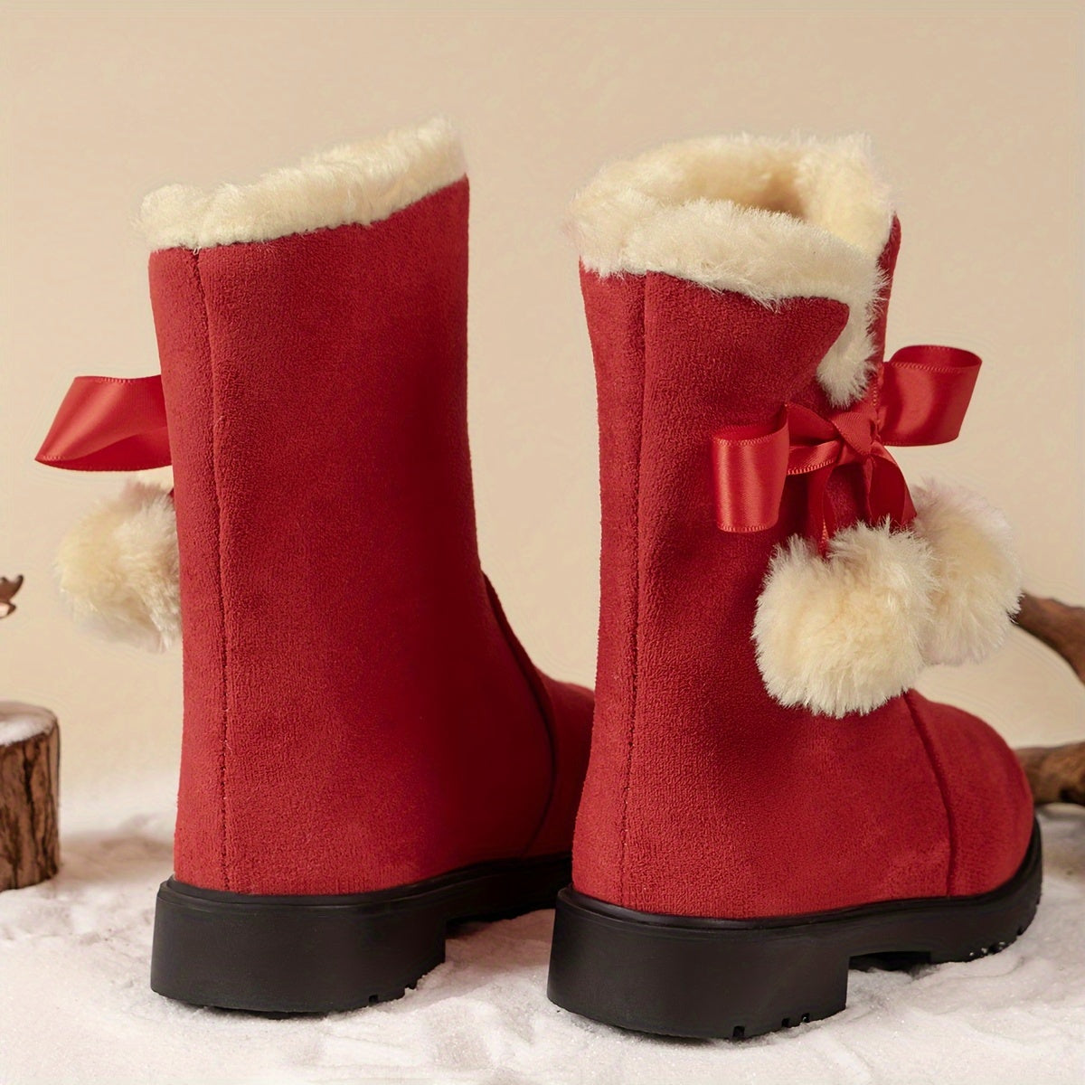 Girls' Trendy Snow Warm Fleece Cozy Non-Slip Ankle Boots - Madela