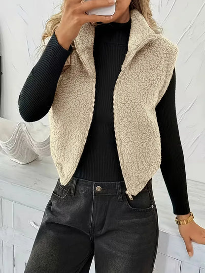 Gilet zippé avec fausse peau de mouton