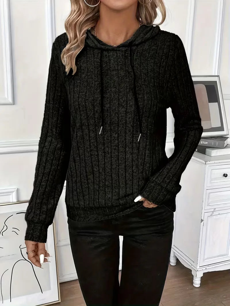 Hoodie with Ribbed Texture