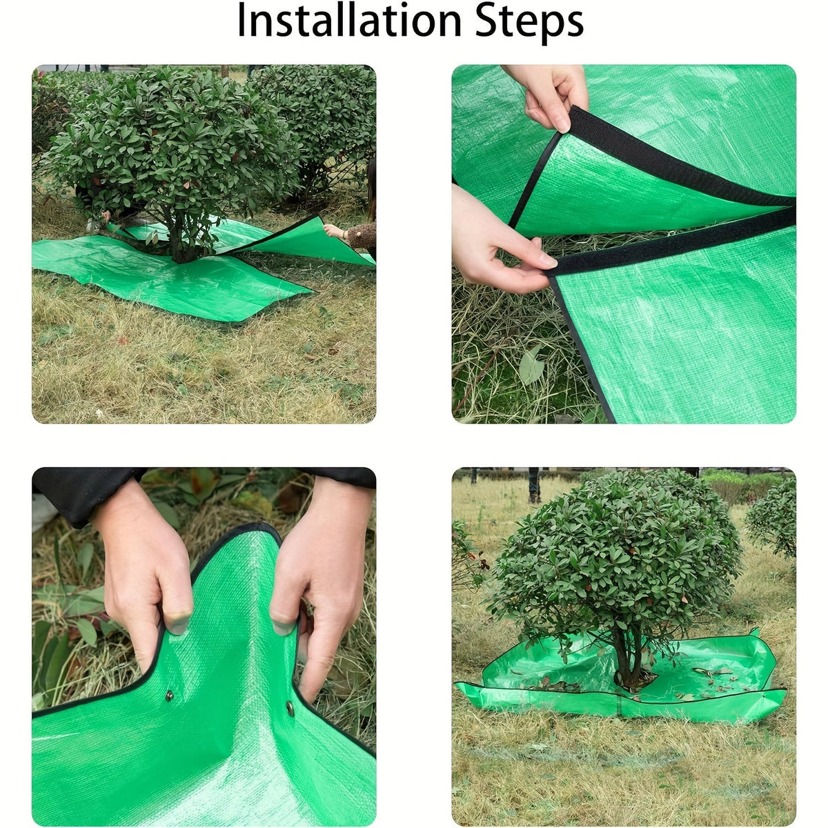Lona grande para jardín con abertura para árbol – Impermeable, reutilizable y perfecta para podar