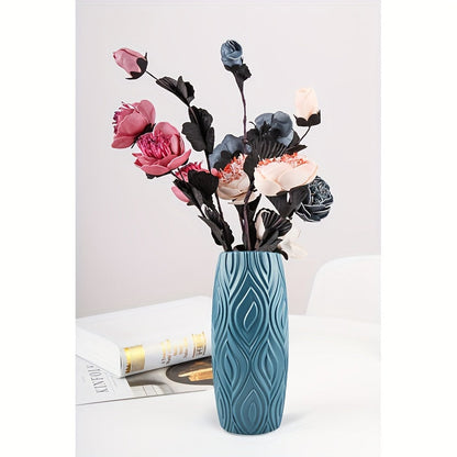 Decorative Plastic Vase with Geometric Relief – Modern and Unbreakable