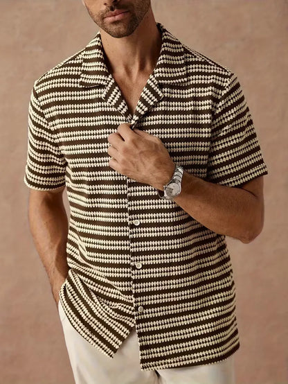 Chemise à manches courtes avec rayures jacquard