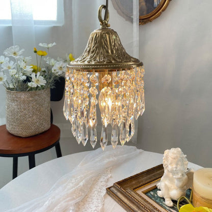 Luxury Gold Pendant Light with Crystal Drop Shape – 1 Light Point