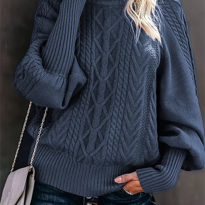 Pullover elegante da donna in maglia con collo alto – comodo