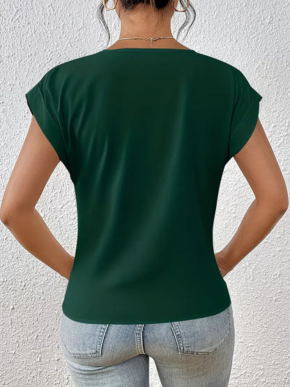 T-shirt col en V avec devant drapé