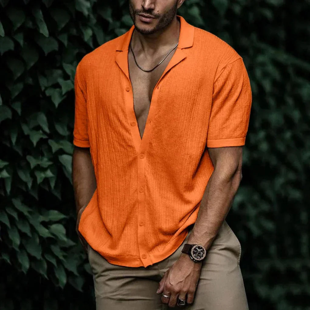 Men's Linen Summer Shirt with Button Closure