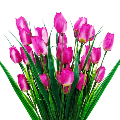 Set of 6 Bunches of Artificial Tulips – UV Resistant and Realistic for Garden and Interior Decoration