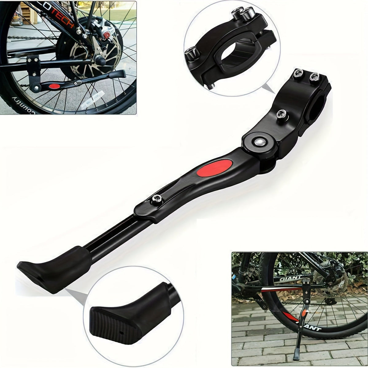 Soporte ajustable para bicicleta - Pata de cabra lateral resistente para estacionarla de forma estable