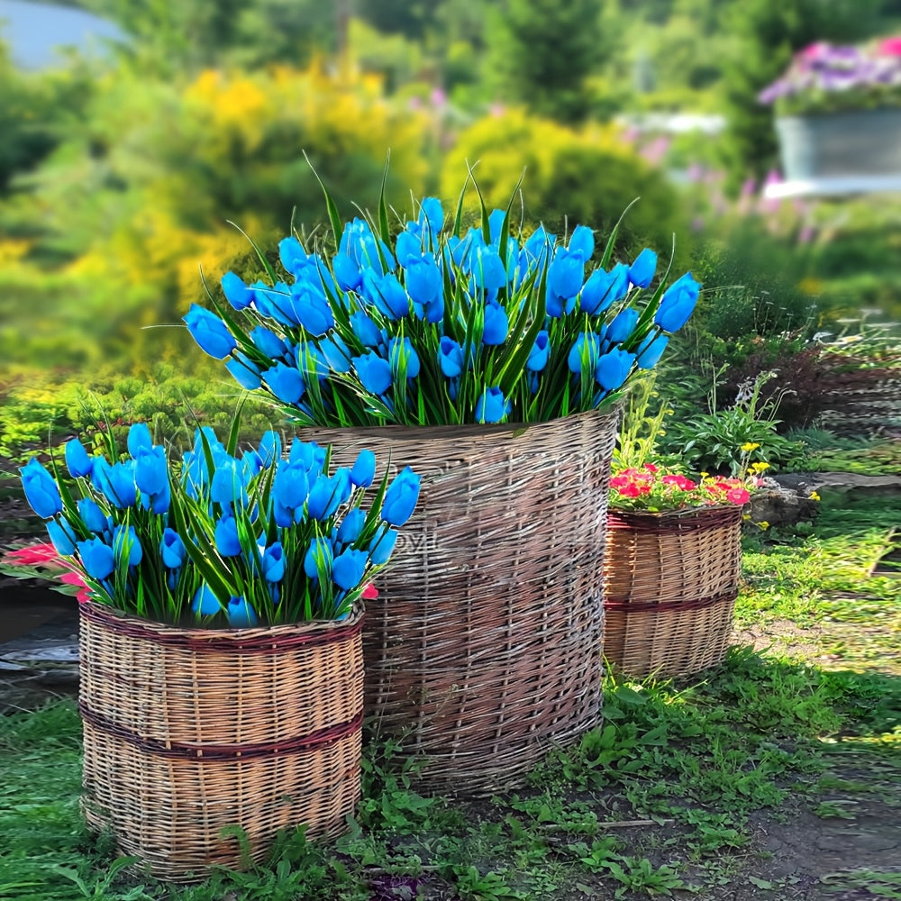 Set of 6 Bunches of Artificial Tulips – UV Resistant and Realistic for Garden and Interior Decoration