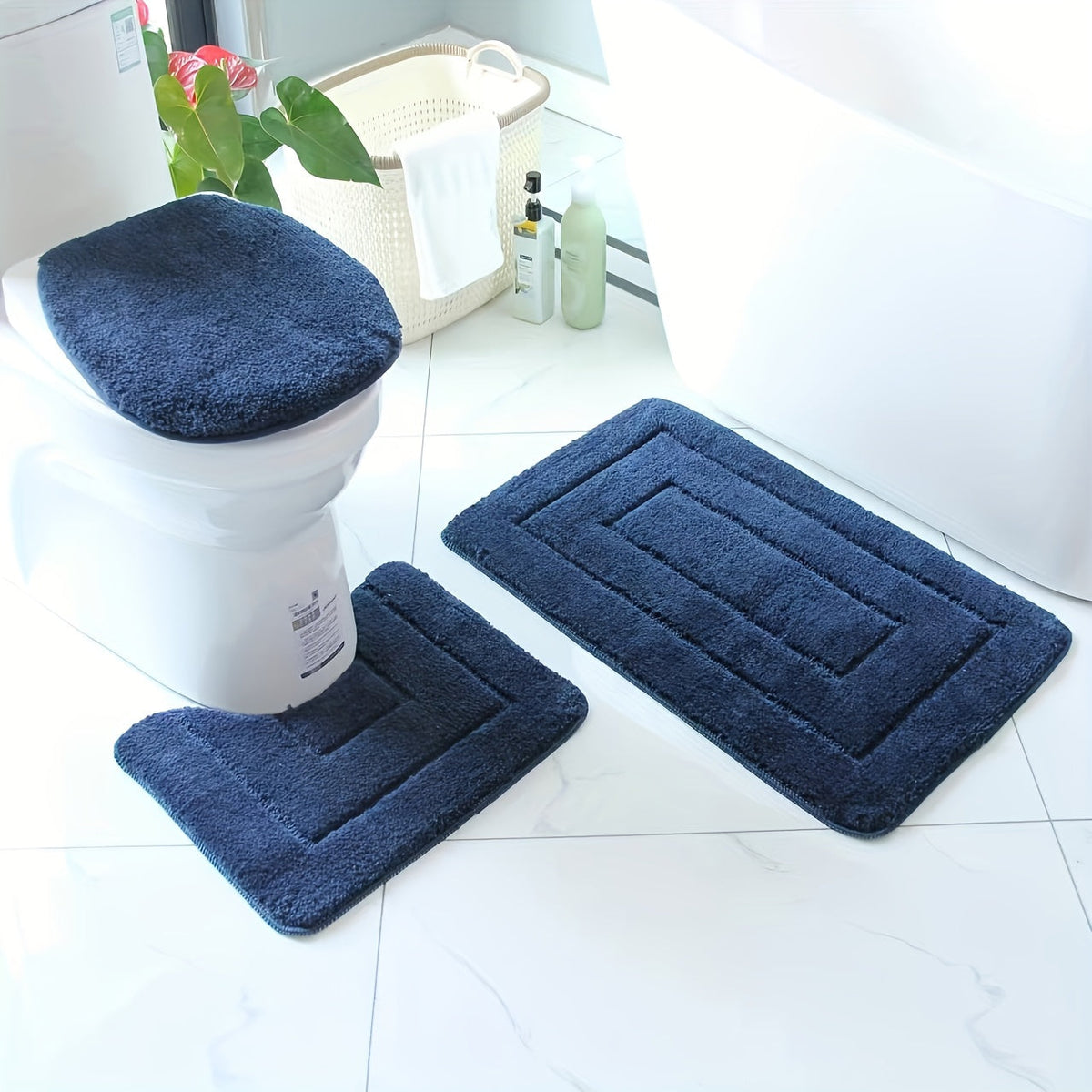 Juego de 3 alfombrillas de baño de microfibra ultrafina – De secado rápido y absorbentes