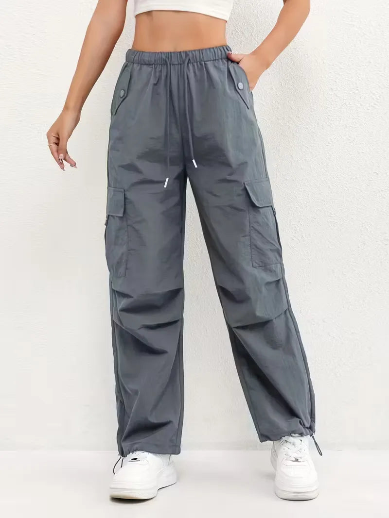 High-Waisted Cargo Trousers