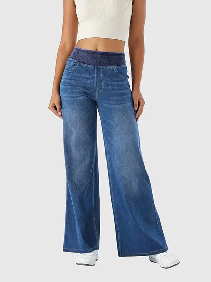 Jean à jambes larges avec taille haute