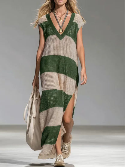 Maxi cover-up with V-neck