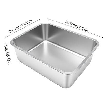 Extra Large Stainless Steel Cat Litter Tray with Low Entry – Durable and Hygienic Design