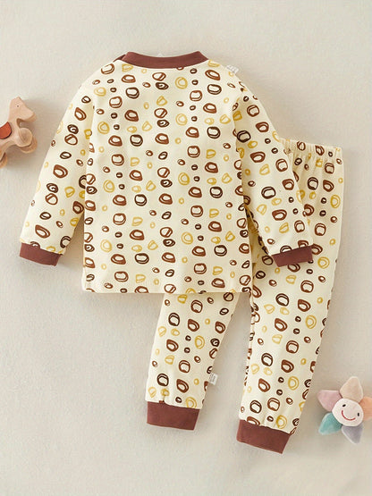 2-Piece Set Cartoon Letter Print Sweater with Long Sleeves and Pants - Jano
