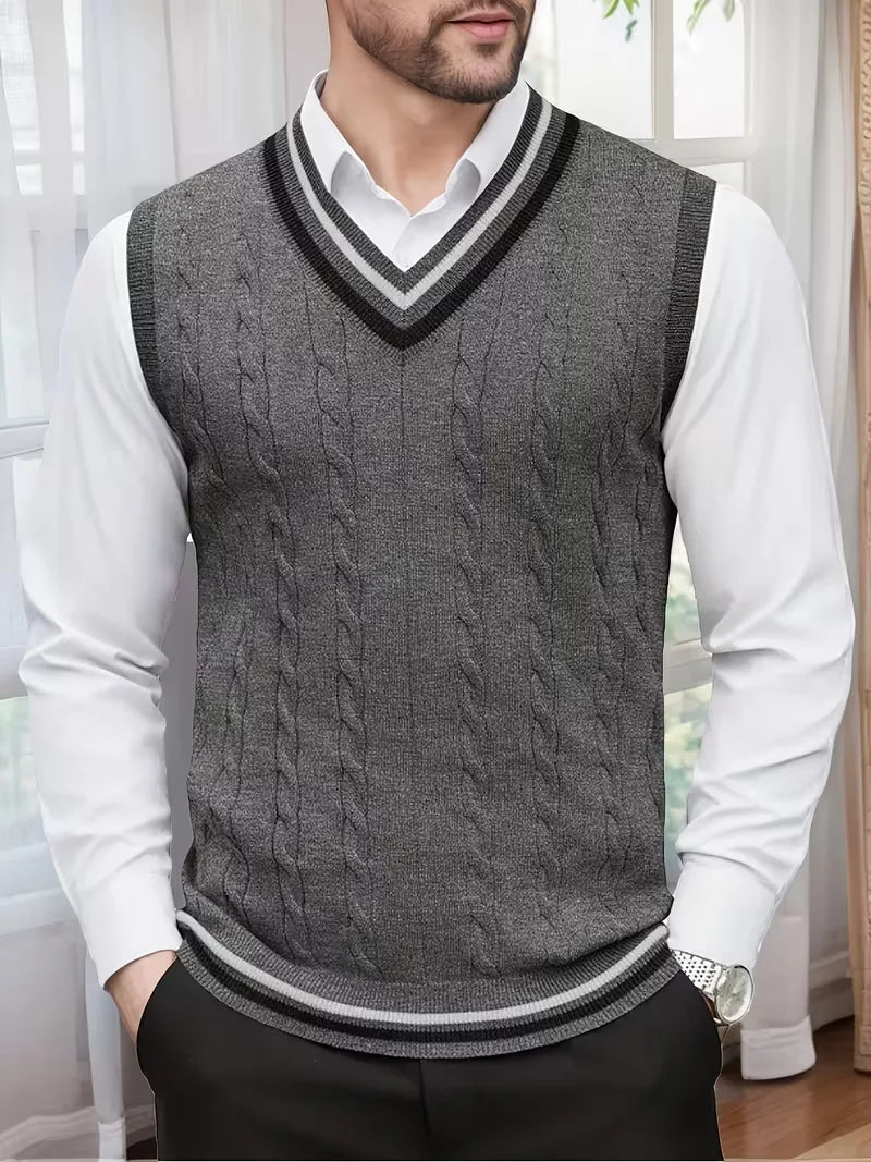 Gilet sans manches en tricot avec col en V