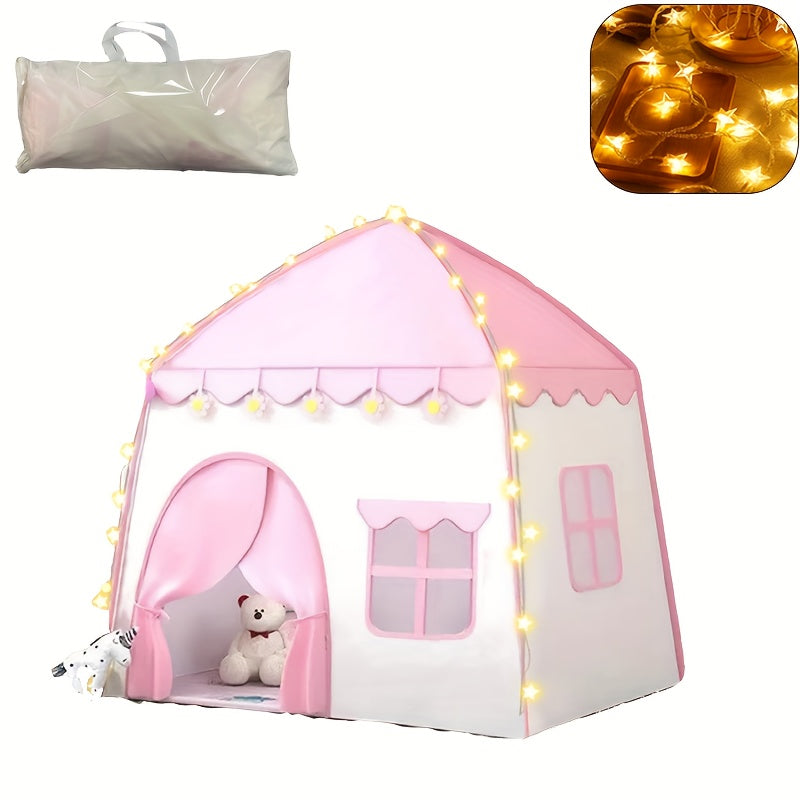 Tenda de princesa com flores para crianças – Com iluminação de estrelas e acessórios de brinquedo