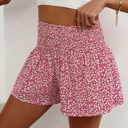 Leichte Damenshorts für den Sommer mit Blumenmuster und bequemem elastischem Bund