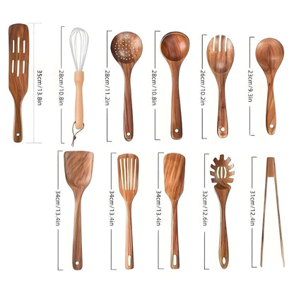 11-Piece Heat-Resistant Wooden Kitchen Set