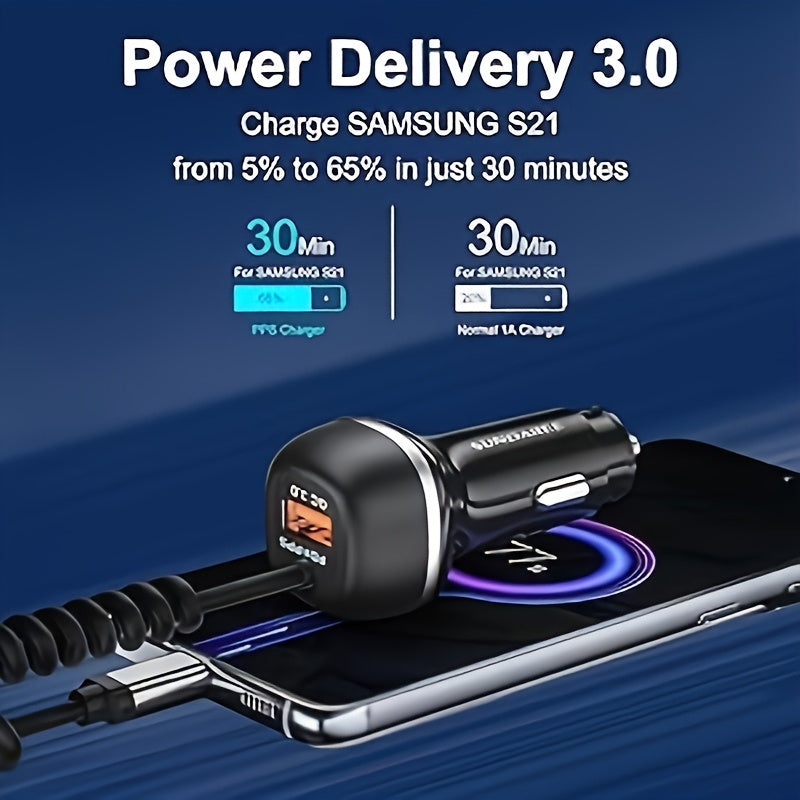 Carregador de carro USB-C de 51 W, recarregável rapidamente – para carregar vários dispositivos de forma super-rápida