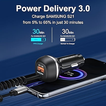 Carregador de carro USB-C de 51 W, recarregável rapidamente – para carregar vários dispositivos de forma super-rápida