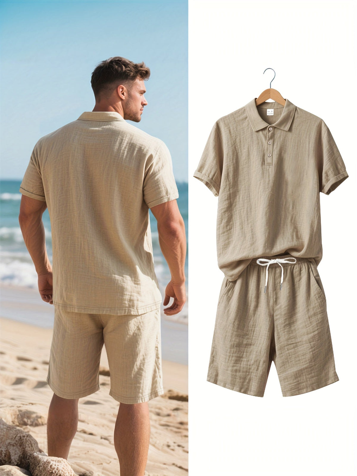 Leinen-Polohemd und Shorts für Herren – Bequem und lässig an warmen Tagen