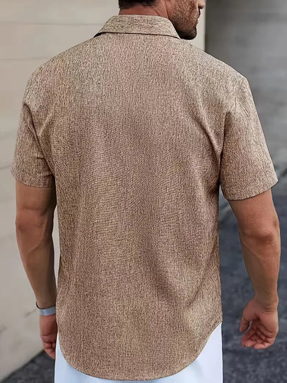 Chemise à manches courtes coupe régulière avec col en V