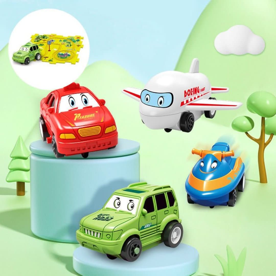Pista de puzle educativa | Juego de coches