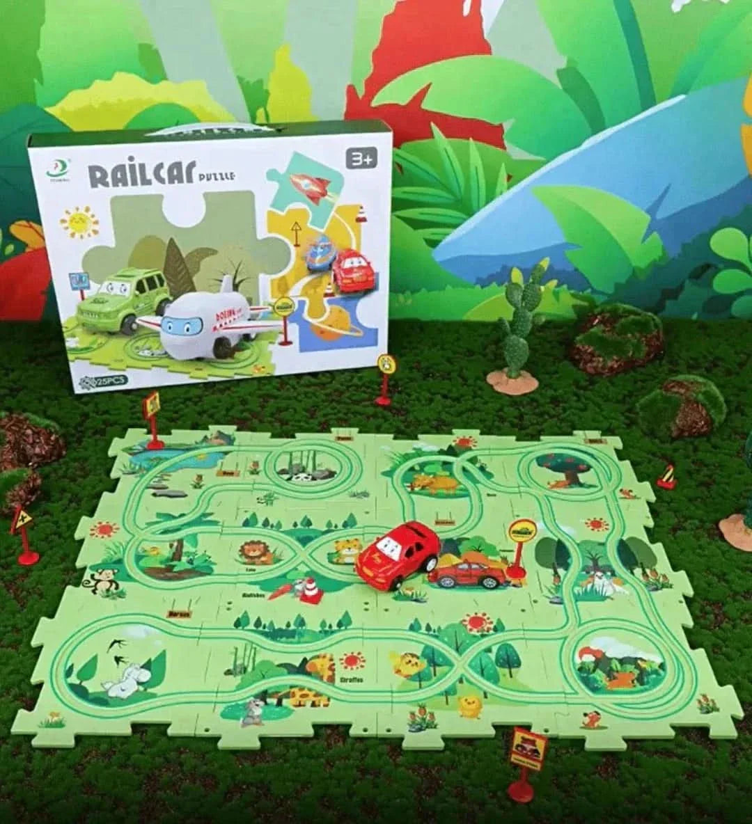 Pista de puzle educativa | Juego de coches