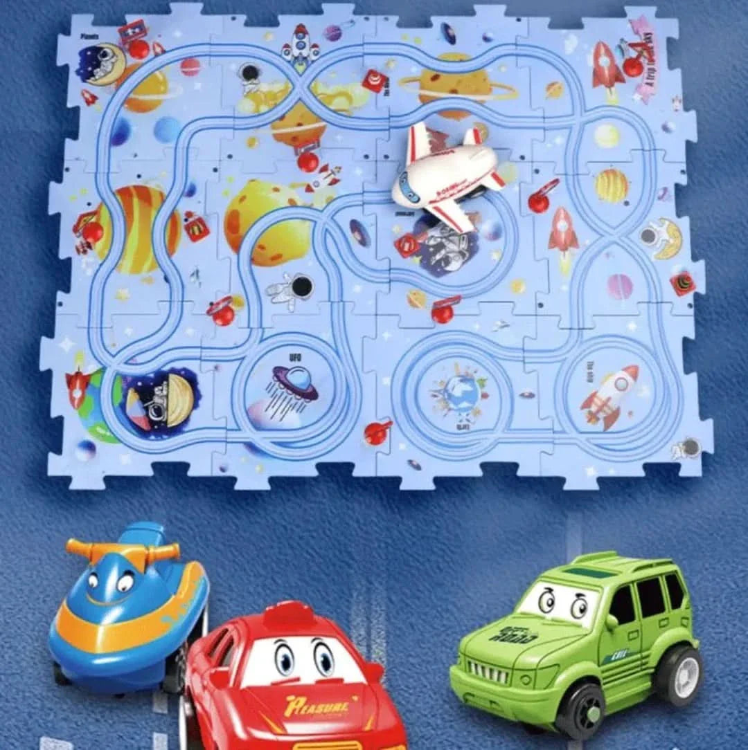 Pista de puzle educativa | Juego de coches