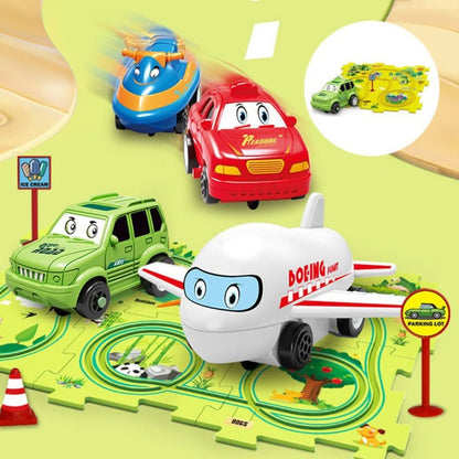 Pista de puzle educativa | Juego de coches