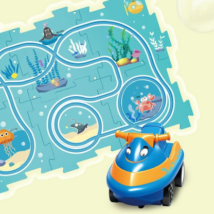 Pista de puzle educativa | Juego de coches