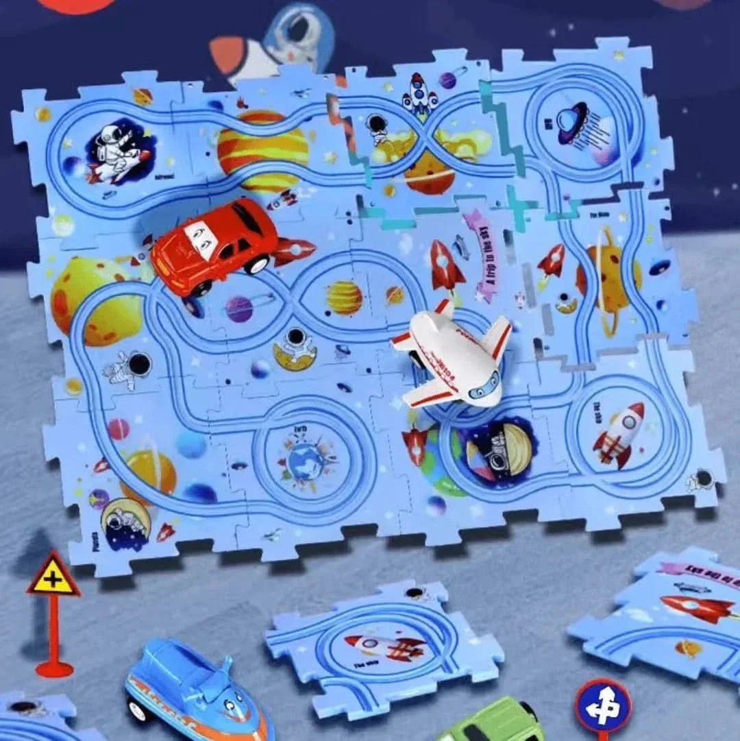 Pista de puzle educativa | Juego de coches