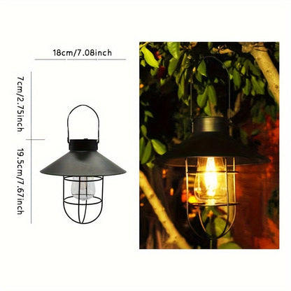 Set di 2 lanterne solari rétro – Lampade vintage da appendere in giardino e sul balcone