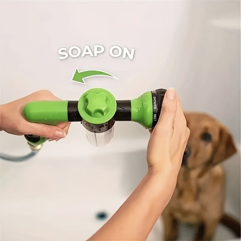 Accesorio de ducha para perros y manguera de jardín 8 en 1 - Lavado, rociado y limpieza