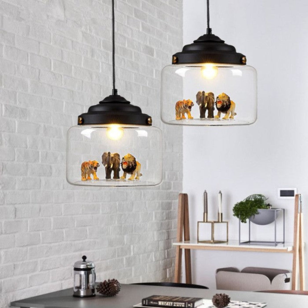 Petit Zoo in Glass Pendant Lamp – Unique Atmosphere with Miniature Animals