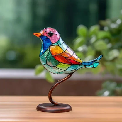 Moderne Vogeldekoration aus Acryl mit farbigem Glasdesign – künstlerisches Ornament