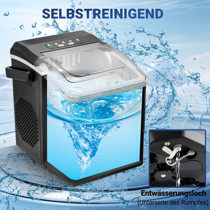 Compact Ice Cube Maker with Two Ice Cube Sizes and Fast Production
